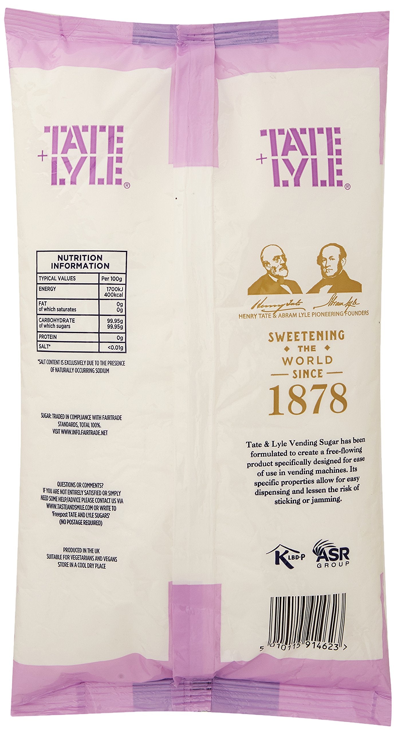 Tate & Lyle Fairtrade White Granulated Vending Sugar 2kg
