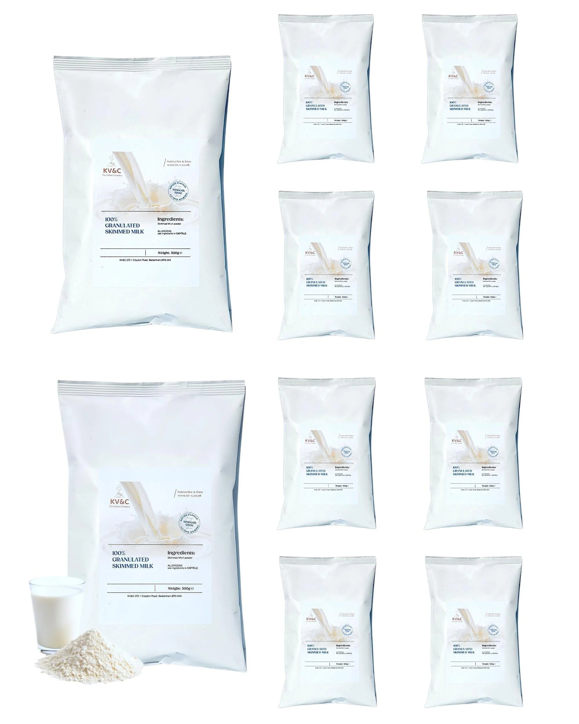 KV&C - Fine Granulated Powder Skimmed Milk The Convenient Powdered Alternative to Fresh Milk 500g for Cooking | Baking | Drin